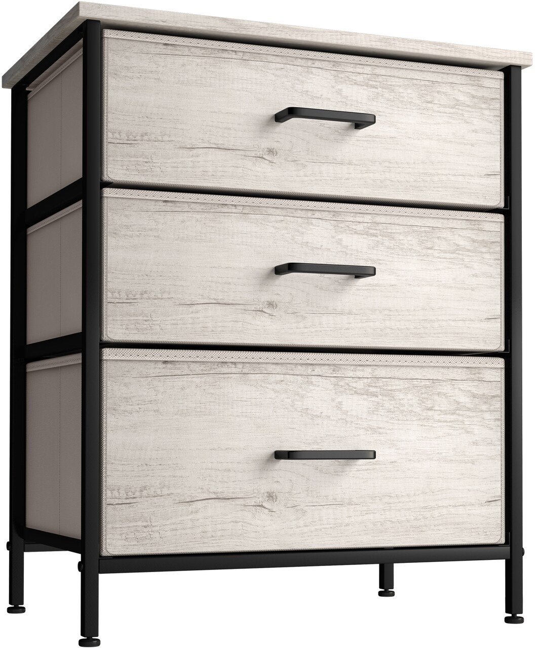Sorbus Nightstand with 3 Drawers - Furniture Storage for Bedroom, Closet, Office Organization - Steel Frame, Wood Top, Pastel Fabric Bin